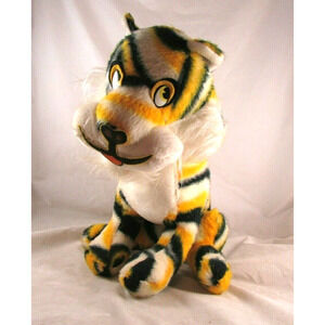 Knickerbocker Stuffed Plush Tiger 15" Animals of Distinction Tag Vintage 1970s
